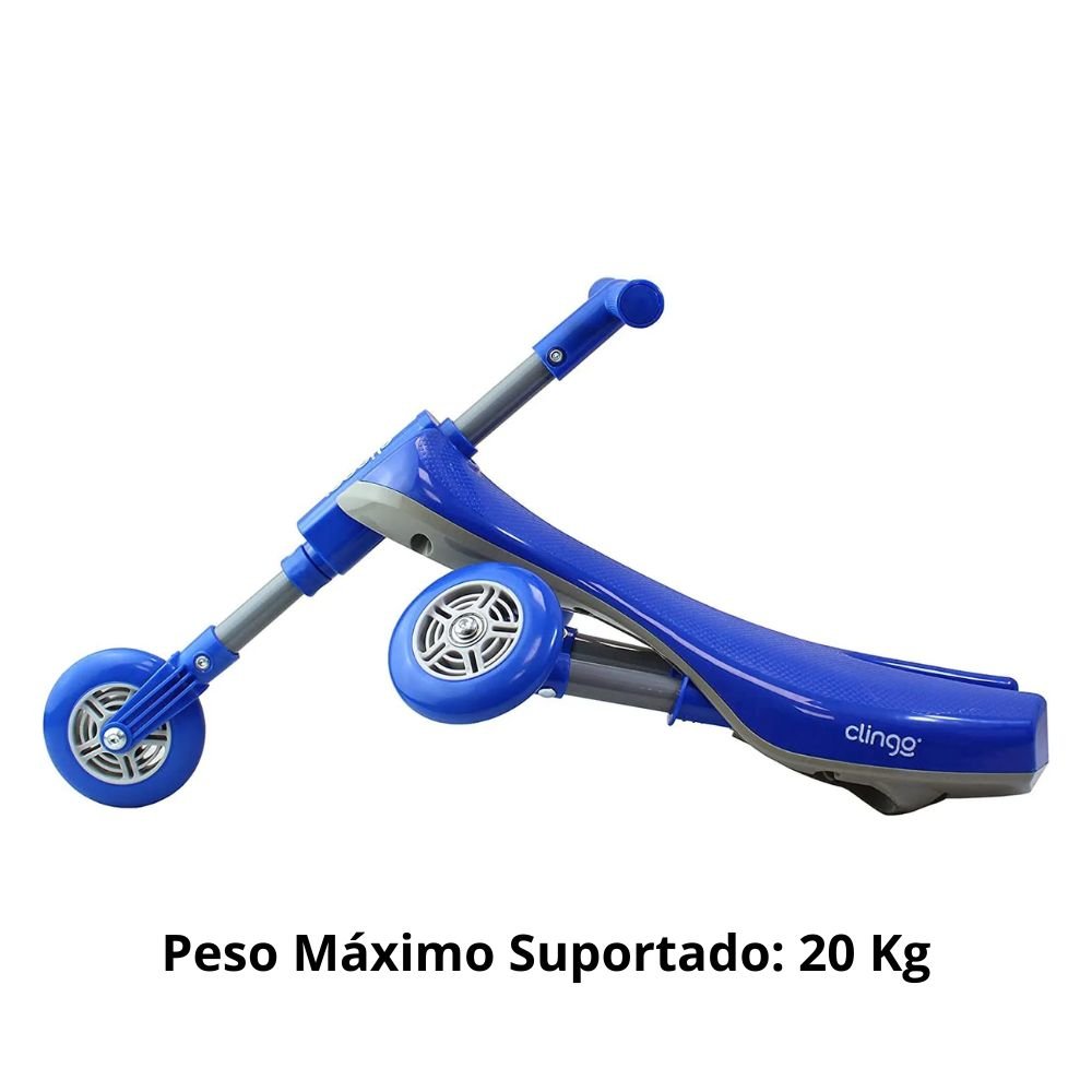 Triciclo Infantil Clingo Dobrável Azul e Cinza