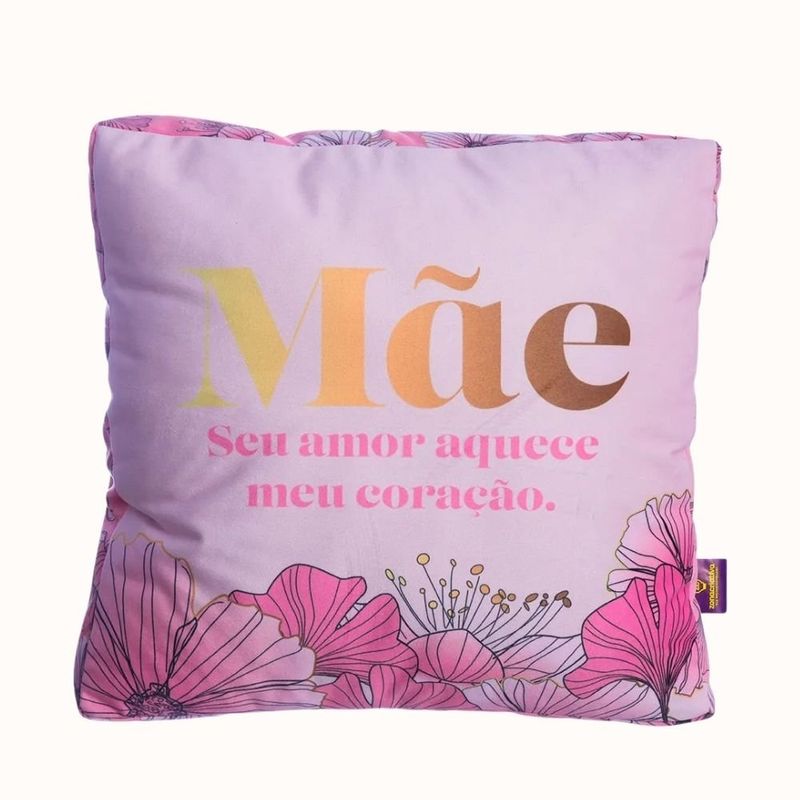 kit almofada e manta zonacriativa mãe floral 40937 (mp)