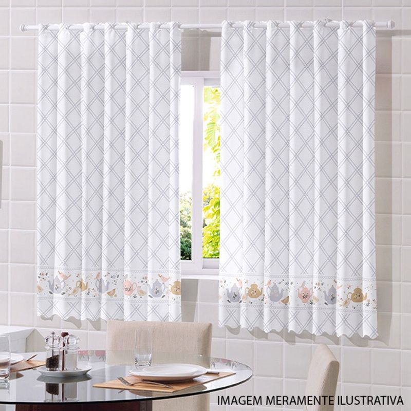 cortina para cozinha bella & co luna tea time 220x140cm (mp)