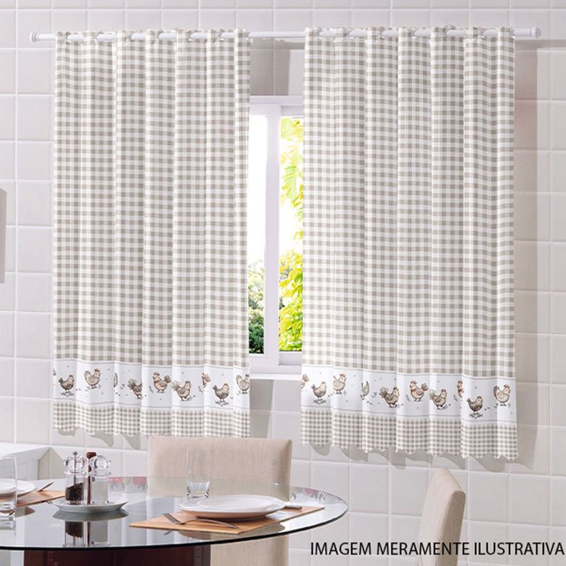 cortina para cozinha bella & co luna chicken 220x140cm (mp)