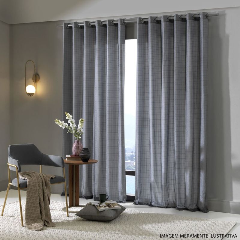 cortina bella & co pratika york 360x250cm cinza escuro (mp)