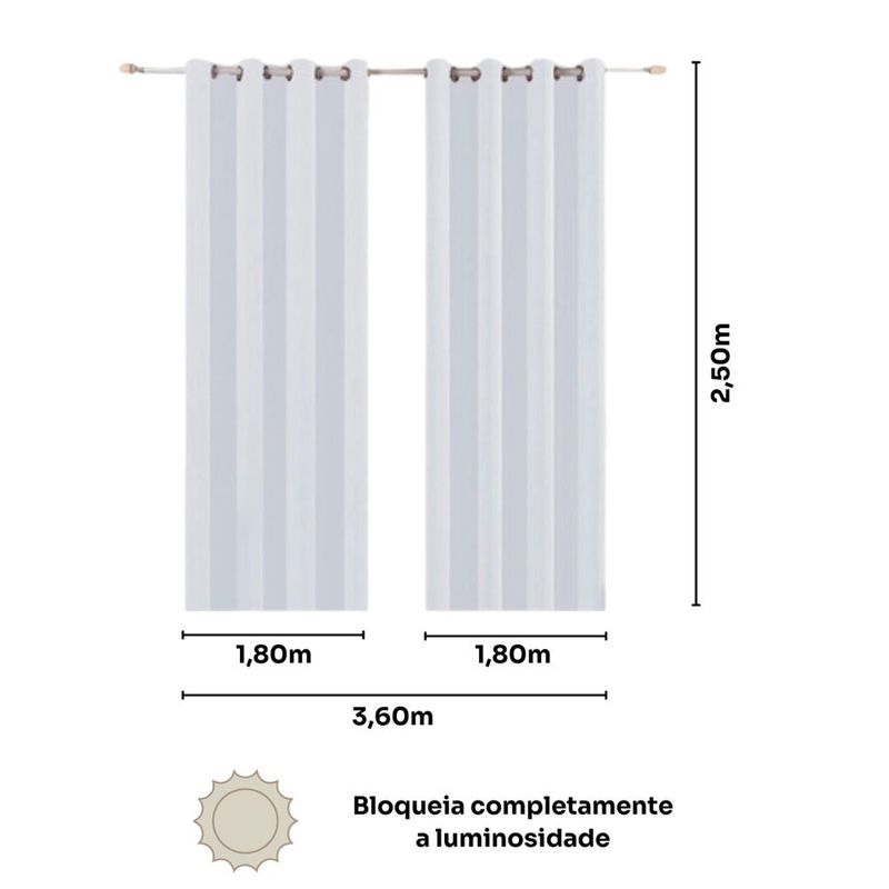cortina bella & co pratika york 360x250cm cinza escuro (mp)