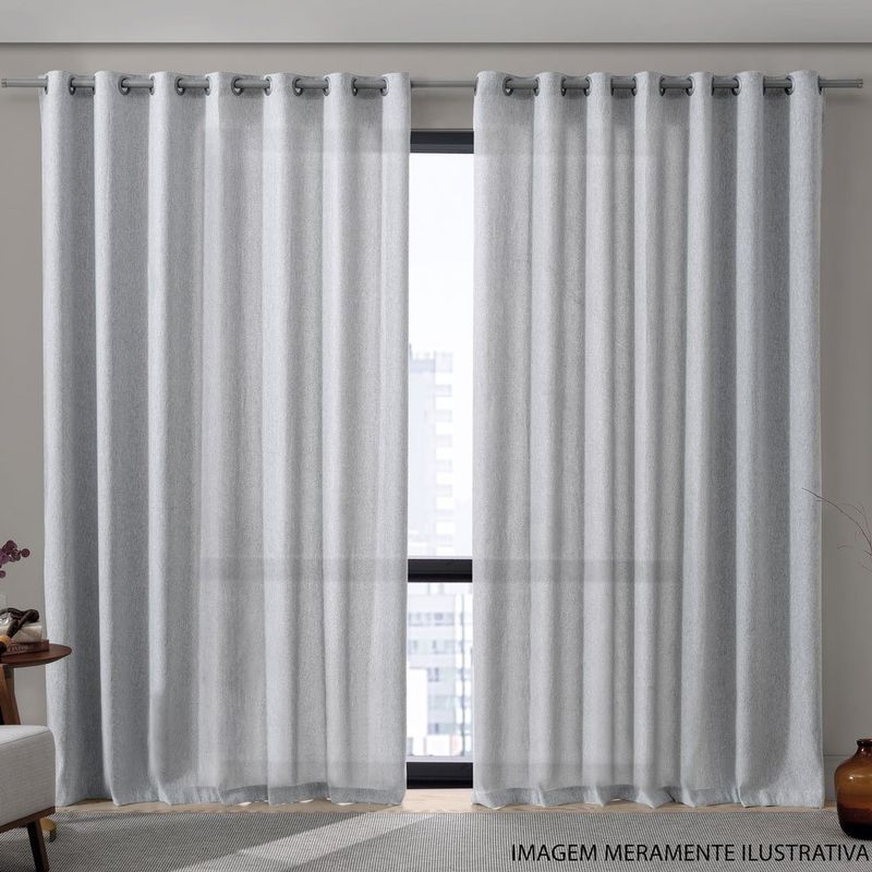 cortina bella & co rústica suez 260x230cm cinza (mp)