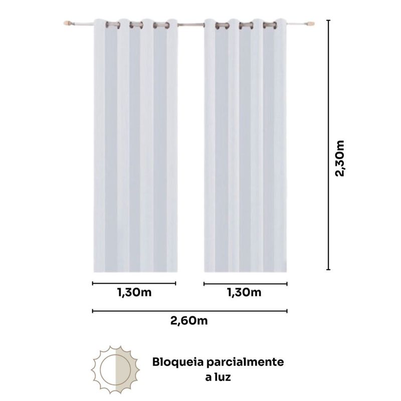 cortina bella & co rústica suez 260x230cm cinza (mp)