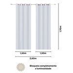 cortina bella & co blackout tebas 260x170cm bege duna (mp)