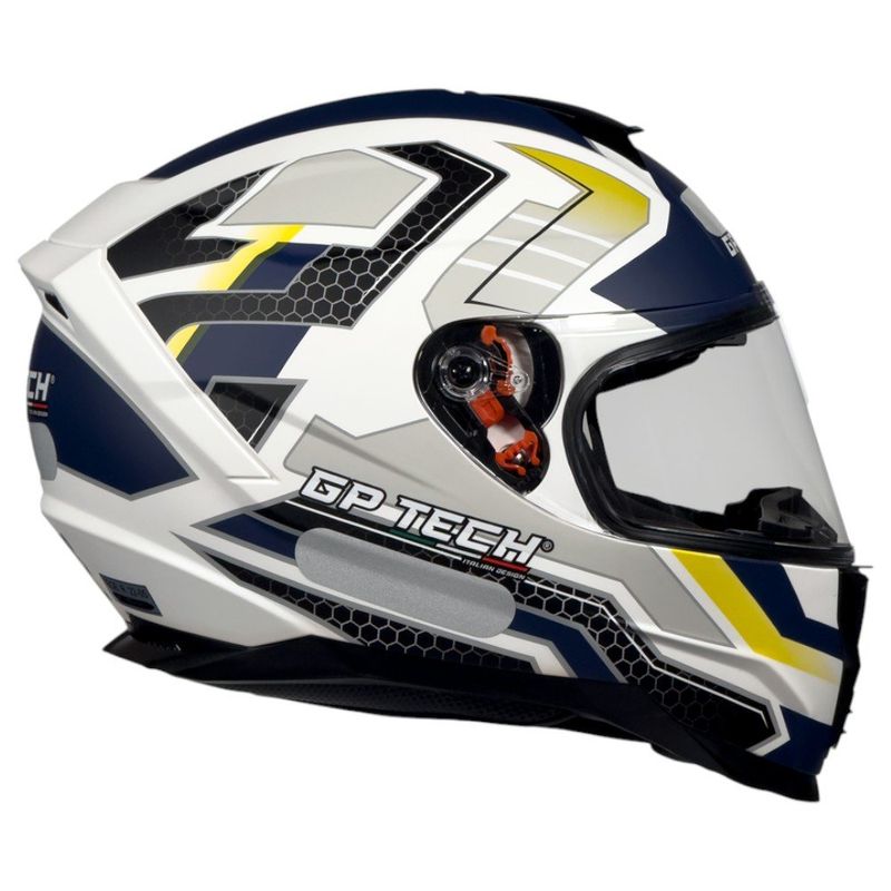 capacete gp tech ultra sv space fosco branco azul e amarelo 60 (mp)