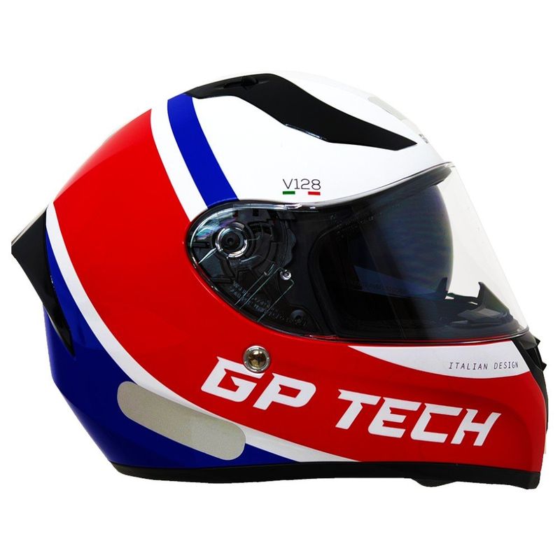 Capacete GP Tech V128 Start Branco Vermelho Azul 61