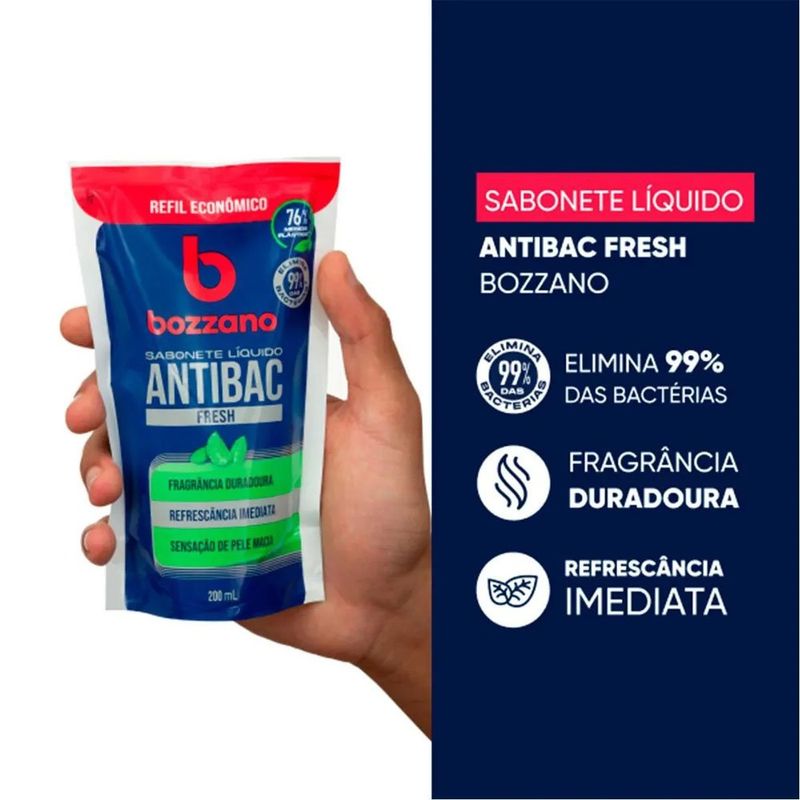 sabonete líquido antibac fresh 200ml refil bozzano