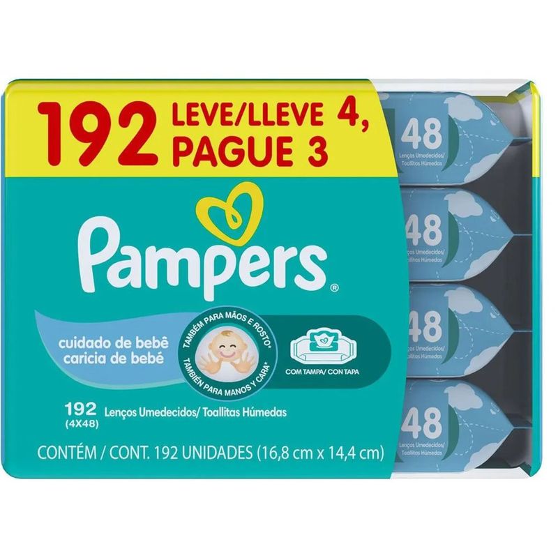 lenços umedecidos cuidado do bebê 192 unidades pampers