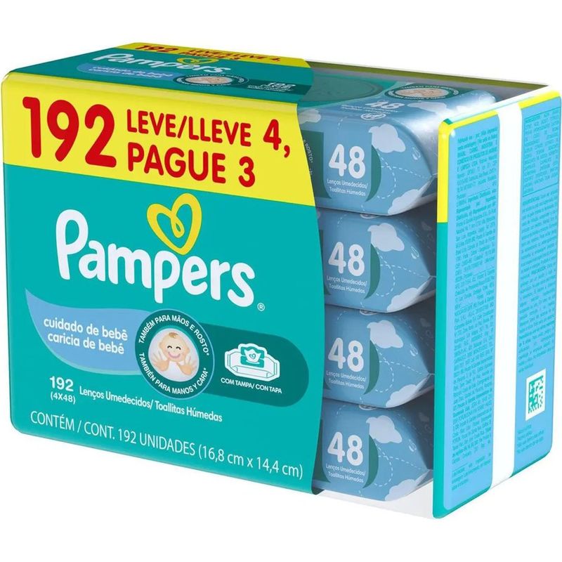 lenços umedecidos cuidado do bebê 192 unidades pampers
