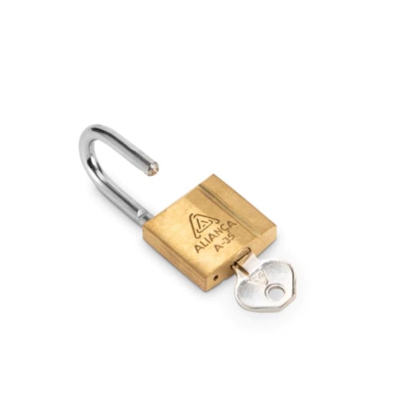 cadeado de latão aliança maciço com chave bt 35mm (mp)