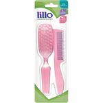 conjunto escova e pente cerdas macias rosa lillo