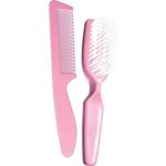 conjunto escova e pente cerdas macias rosa lillo