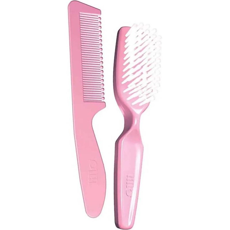 conjunto escova e pente cerdas macias rosa lillo