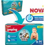 fralda infantil looney tunes mega tamanho m 38 unidades looping