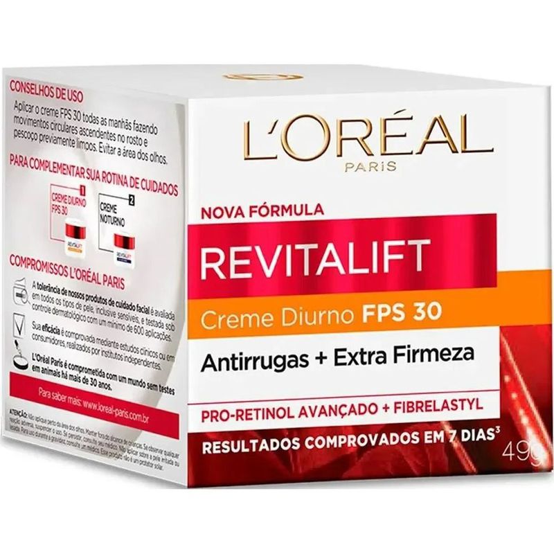 creme facial anti-idade revitalift diurno fps 30 49g l'oréal