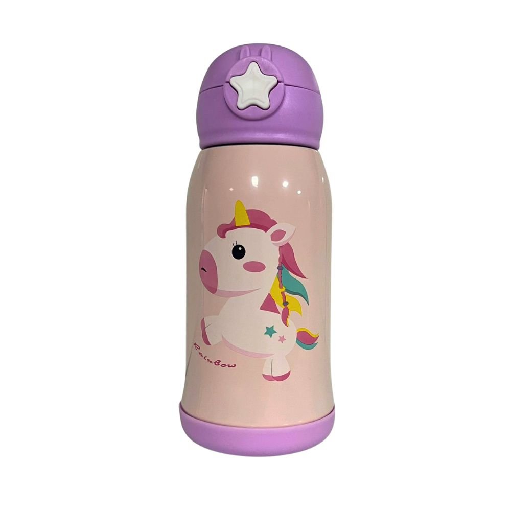 Garrafa Térmica Infantil C/ Canudo 500ml em Aço Inox Interponte