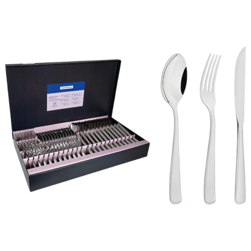 faqueiro tramontina pacific 72 peças com facas para churrasco (mp)