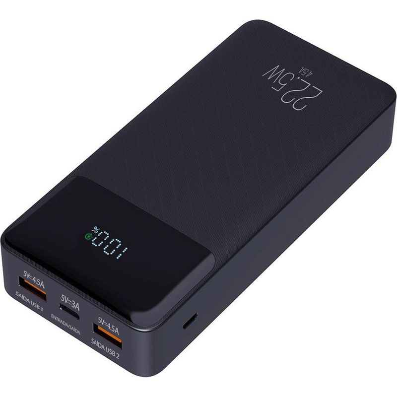 power bank elg 20000mah com display digital indicador preto pb200bk