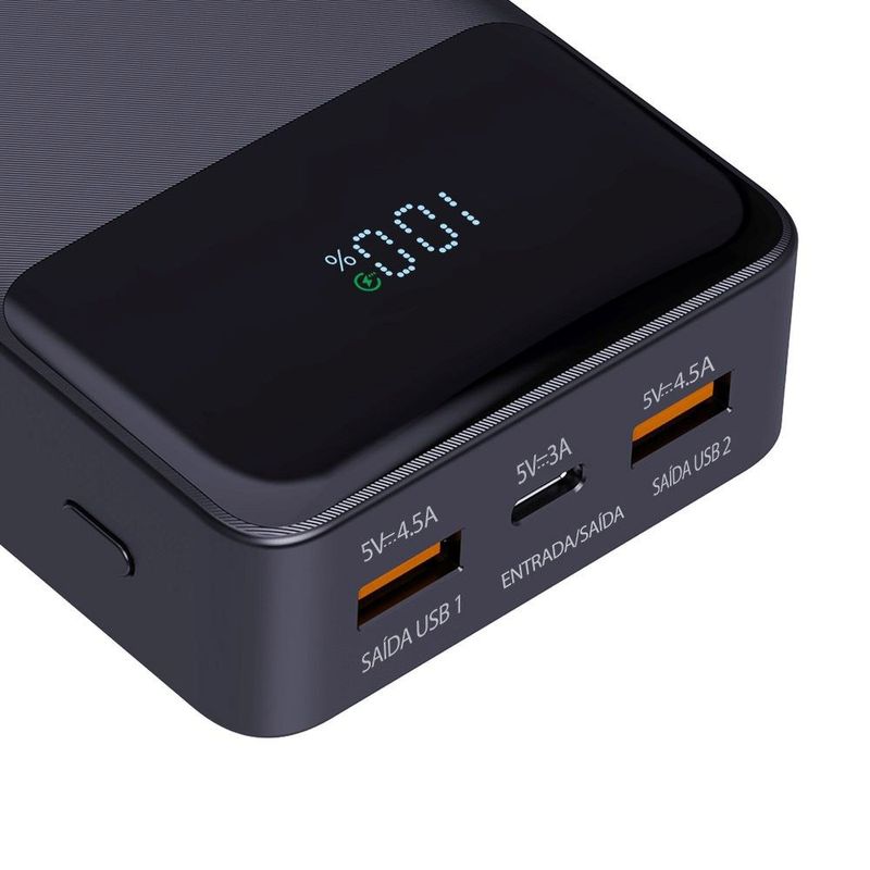 power bank elg 20000mah com display digital indicador preto pb200bk