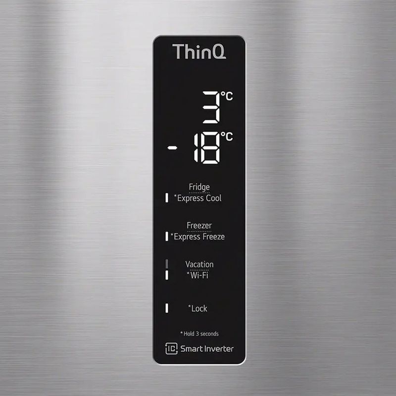 geladeira smart frost free lg inverse 375 litros 127v inox gc-b569nllm