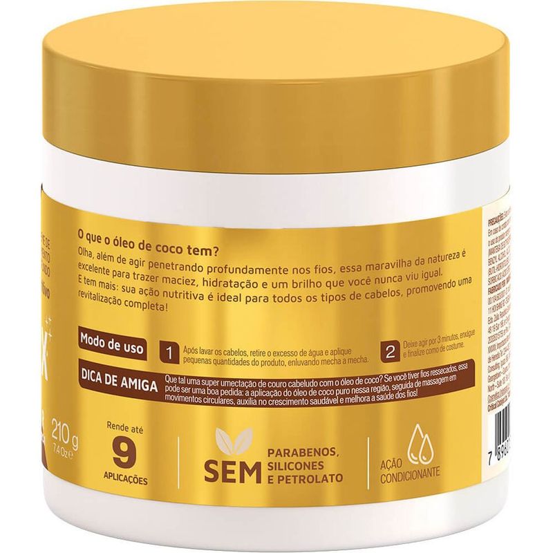 creme de tratamento óleo de coco 210g novex