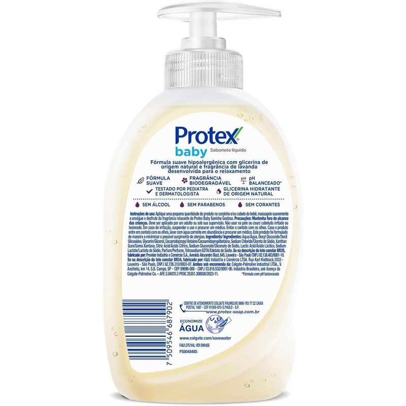 sabonete líquido protex baby lavanda 200ml