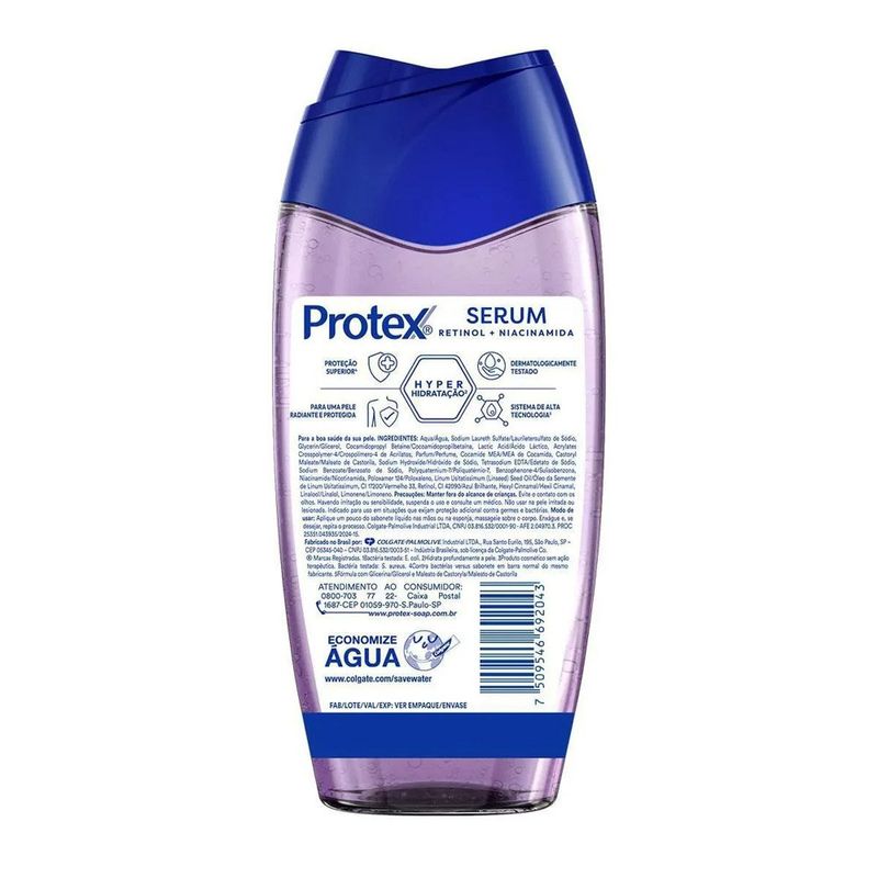 sabonete líquido protex pro serum retenção 250ml