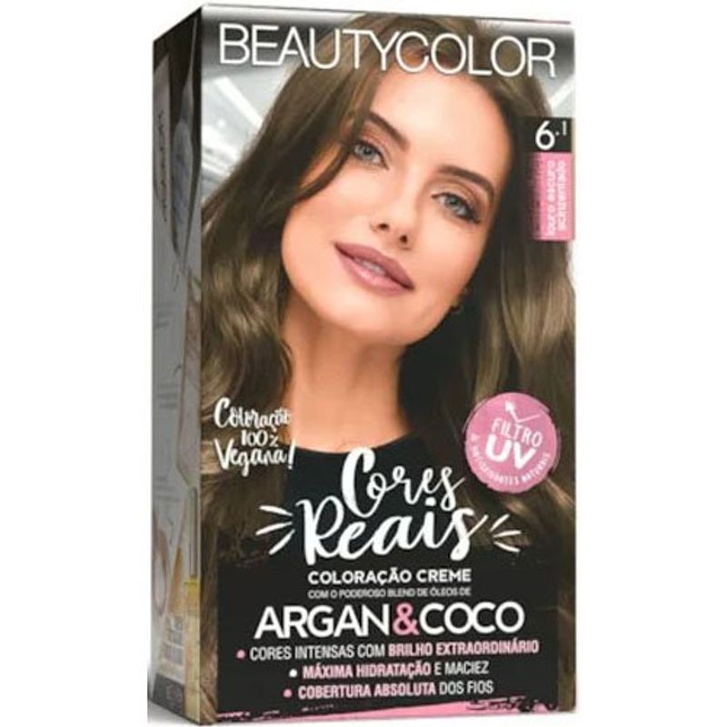 tintura para cabelo 6.1 louro escuro acinzentado beauty color