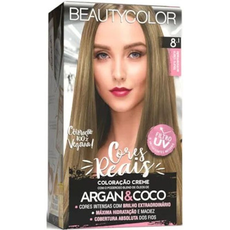 tintura para cabelo 8.1 louro claro acinzentado beauty color