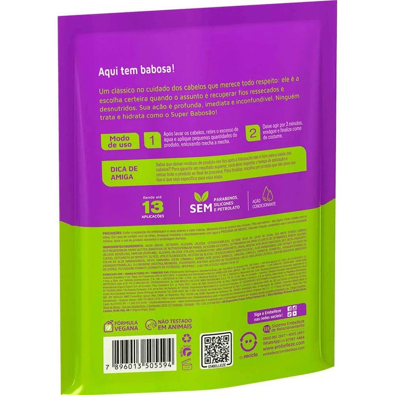 creme de tratamento super babosão 300g refil novex