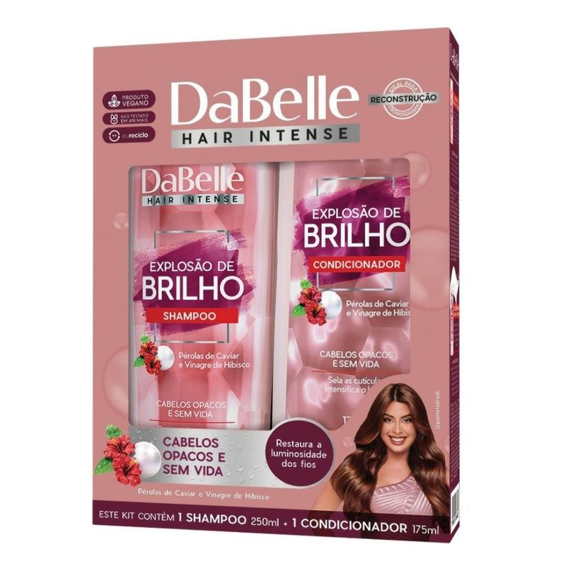 kit shampoo 250ml e condicionador 175ml explosão de brilho dabelle