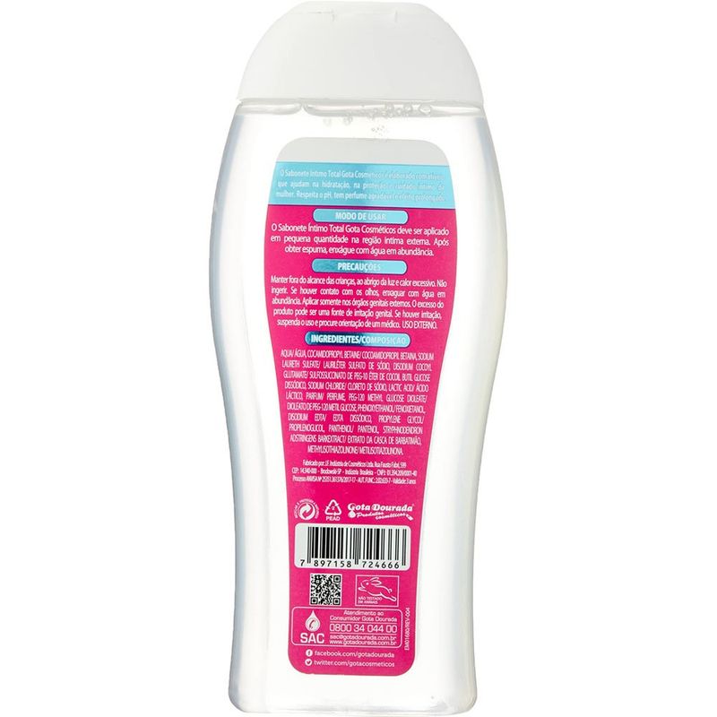 sabonete líquido íntimo gota dourada total 250ml