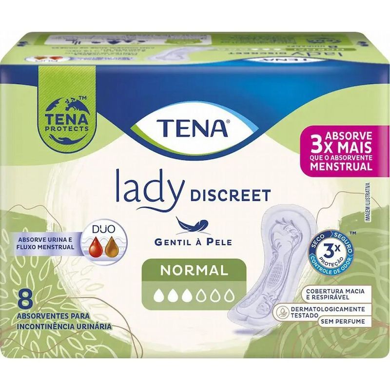 absorvente tena lady discreet 8 unidades normal
