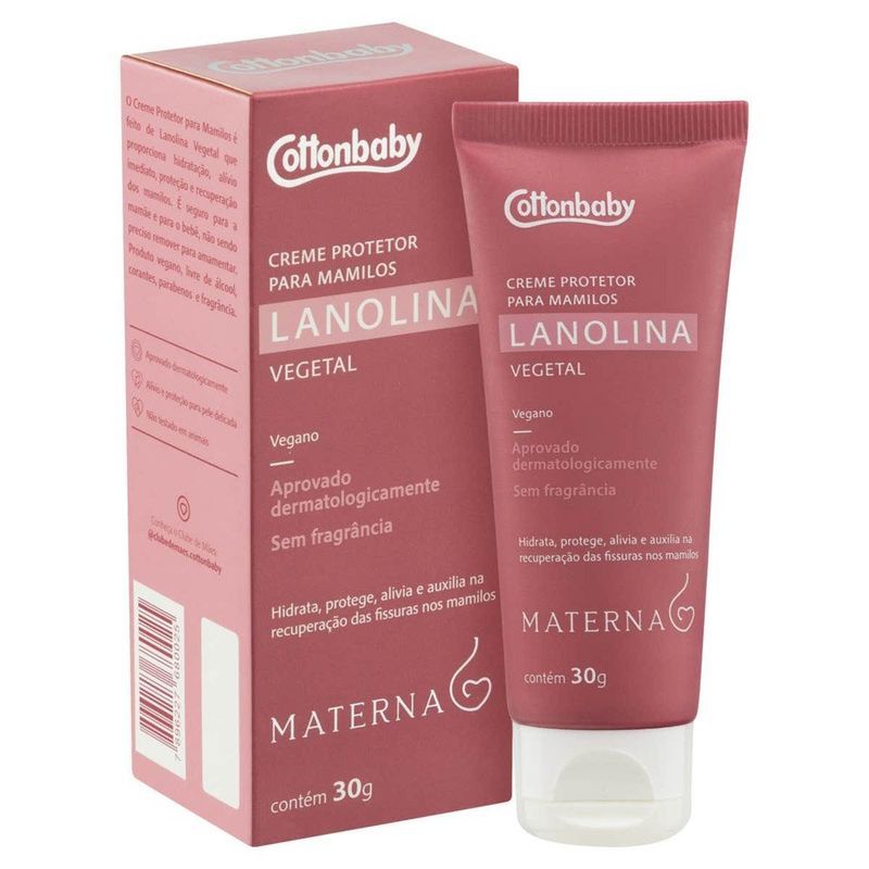 creme protetor de mamilos cottonbaby materna 30g