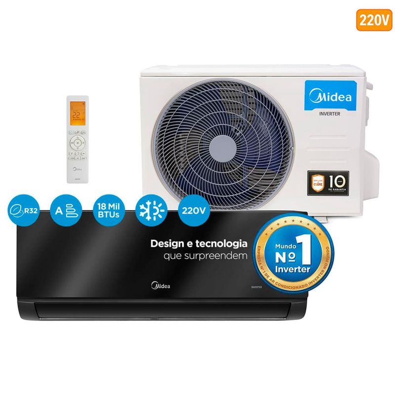 ar-condicionado split inverter 18.000 btus midea xtreme save black 220v wi-fi 42mgvqi18m5/38mgvqi18m5