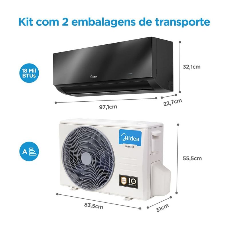 ar-condicionado split inverter 18.000 btus midea xtreme save black 220v wi-fi 42mgvqi18m5/38mgvqi18m5