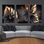 pôster de arte abstrata recrtain para decoração preto/dourado a-bi