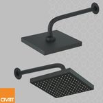 chuveiro articulado quadrado abs civitt 8" luxo preto fosco (mp)