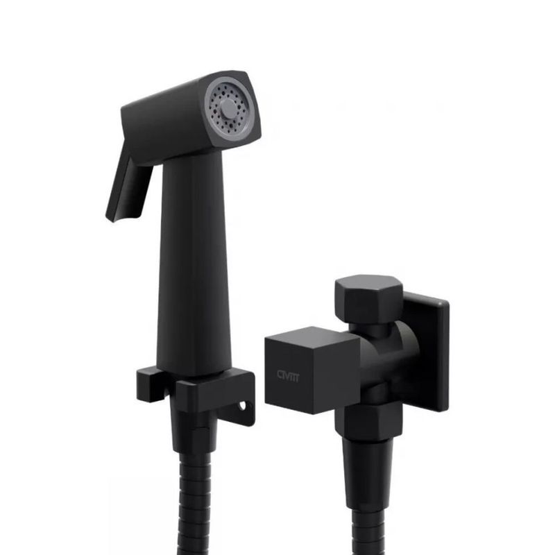 ducha higiênica com registro e derivação civitt metal quadratus preto fosco (mp)