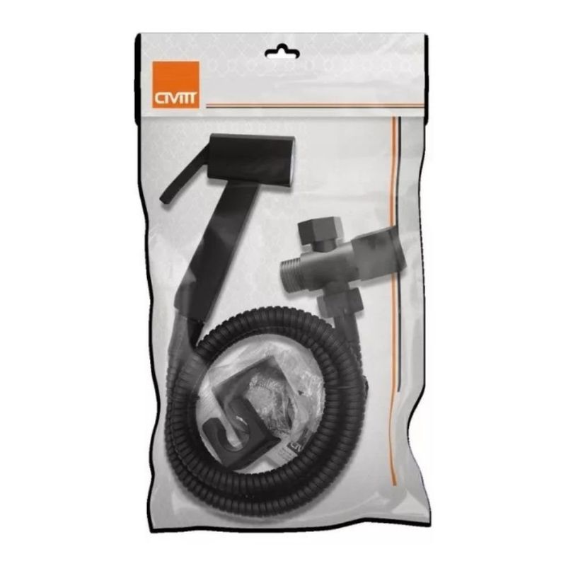 ducha higiênica com registro e derivação civitt metal quadratus preto fosco (mp)