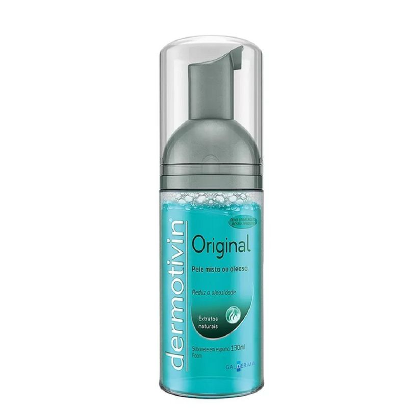 sabonete líquido galderma dermotivin foam original para pele muito oleosa 130ml