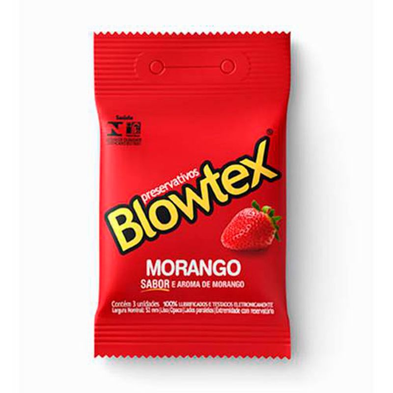 preservativo lubrificado blowtex morango 3 unidades