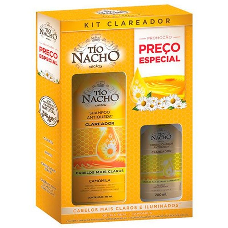 kit shampoo 415ml e condicionador 200ml clareador tio nacho