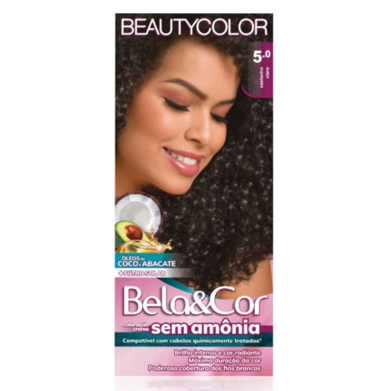 tintura para cabelo bela e cor sem amônia 5.0 castanho claro beauty color
