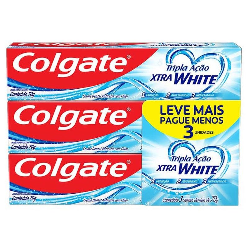 creme dental colgate tripla ação xtra white 3 unidades