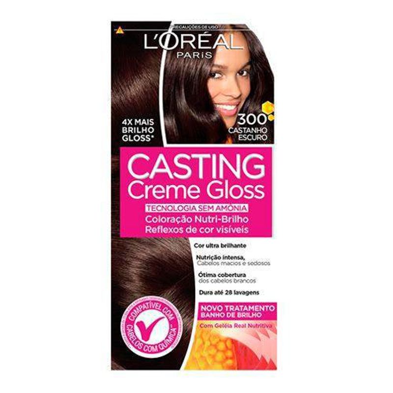 kit tintura creme 300 castanho escuro casting gloss l'oréal