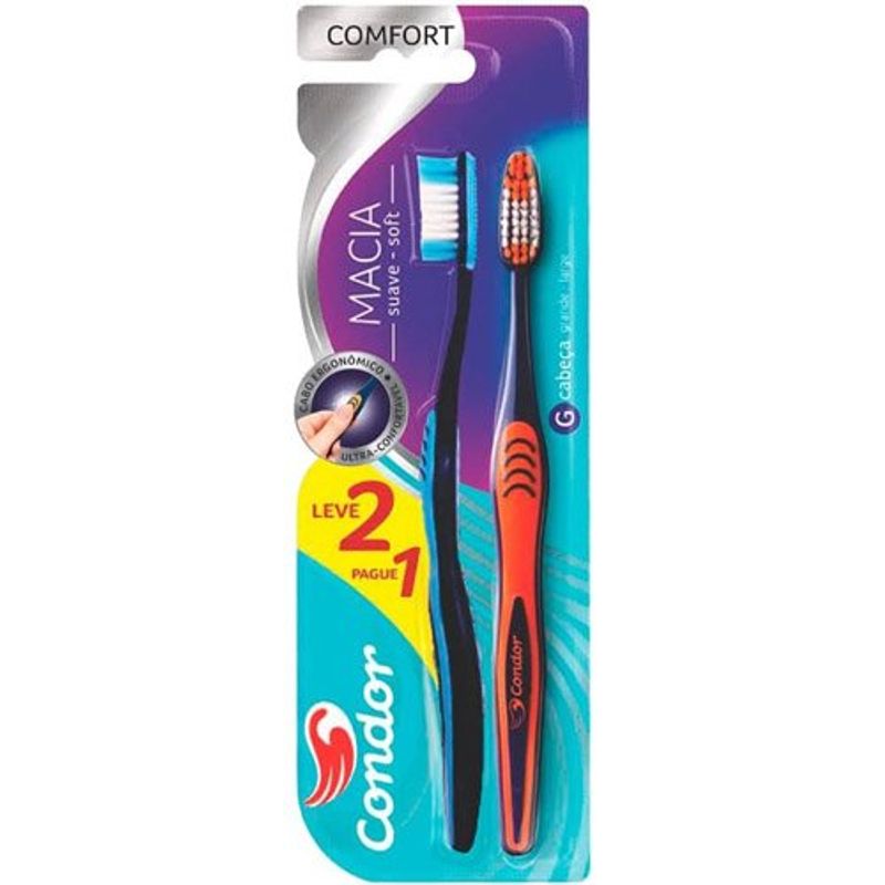 pack escova de dente comfort condor com 2 unidades