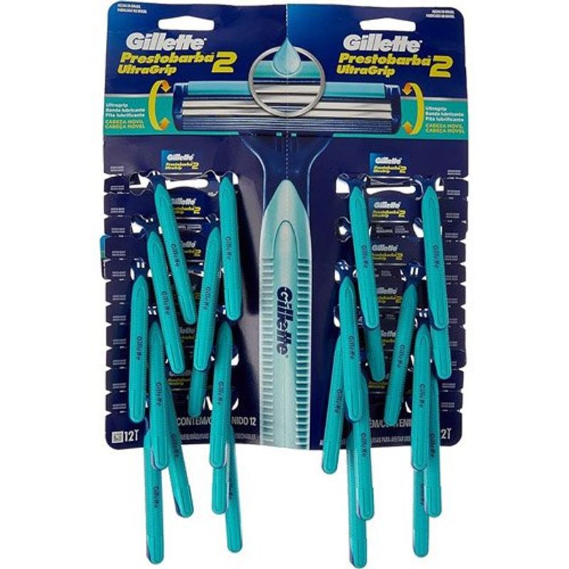 aparelho de barbear gillette prestobarba2 com 12 embalagens de 2 unidades