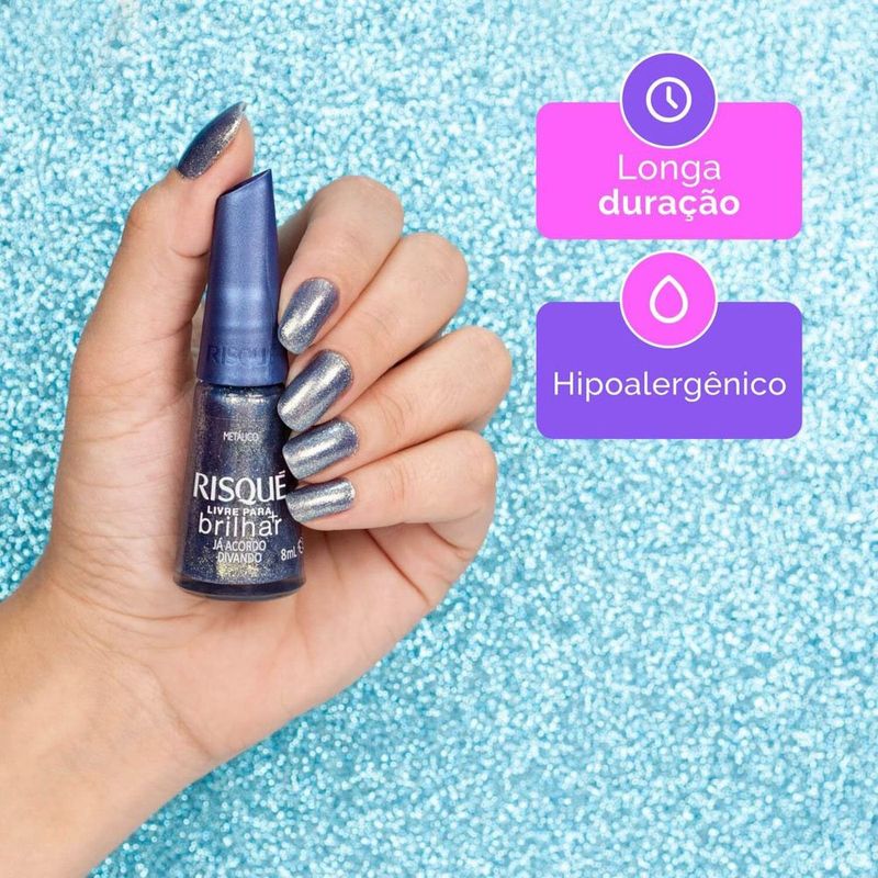 esmalte metálico risqué livre para brilhar já acordo divando 8ml